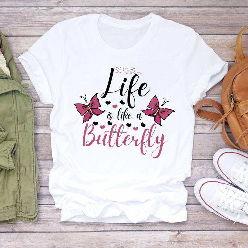 

(Asian Size) lovely trend 90s T Shirt Lady Female Top Short Sleeve T-shirts Casual Printed Clothing Women Fashion Graphic Tee S