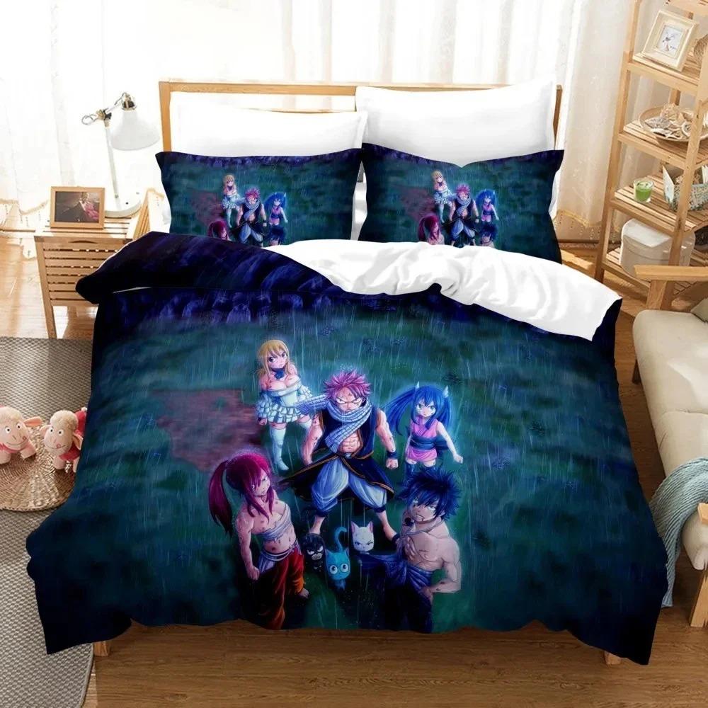3D Print Fairy Tail Anime Bedding Set Duvet Cover Pillowcase Comforter King Queen Size Boys Adult Bedding