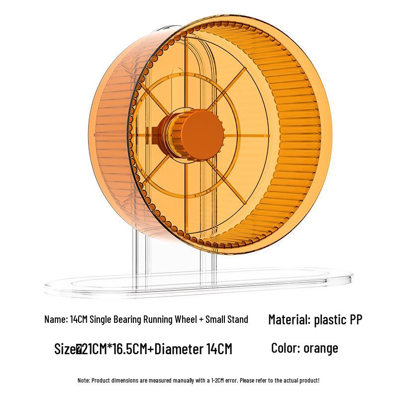 Extra Large Silent Hamster Running Wheel with Stand & Double Bearings - Includes Exercise Flywheel, One-Piece Design, Free Shipping