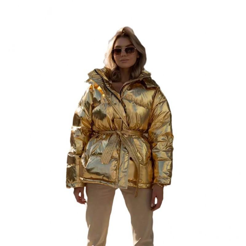 Damen Kapuzen-Pufferjacke Outdoor Freizeit Unifarben Windjacke Lockerer Schnitt Mittellang Wintermantel