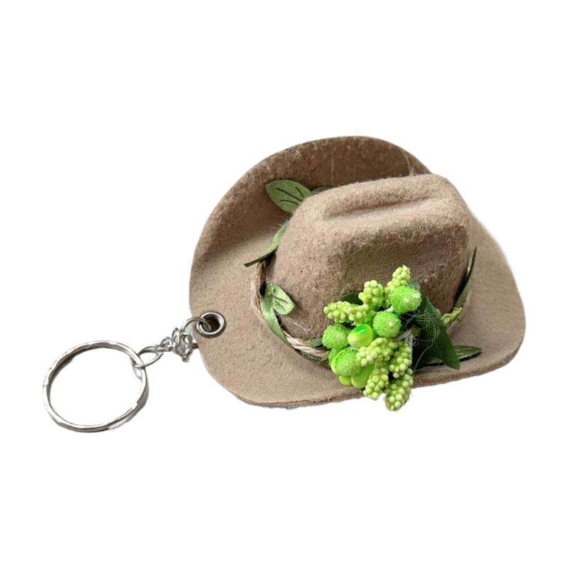 Trendy Flower Hat Key Chain Charm Versatile Hat Pendant Floral Keychain Portable Hat Pendant Keyrings Accessory
