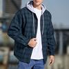 Winter Men Jacket Plaid Buttoned Coldproof Loose Plush Lining Hooded Jacket Outwear for
