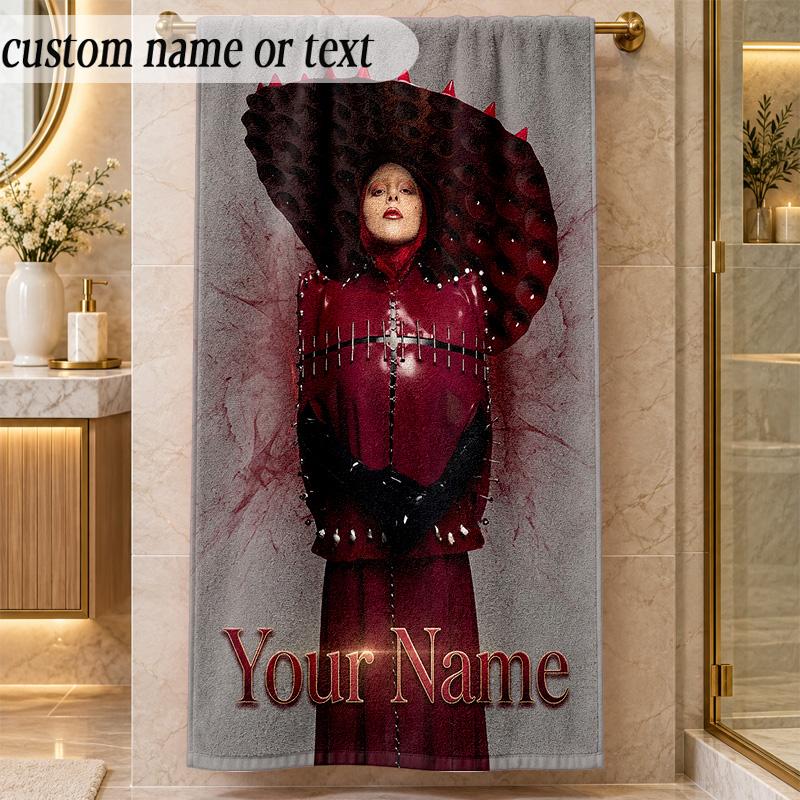 Beach TowelLady Gaga Custom Name Text Personalized Soft Towel for Beach Pool Indoor Home Decor Gift