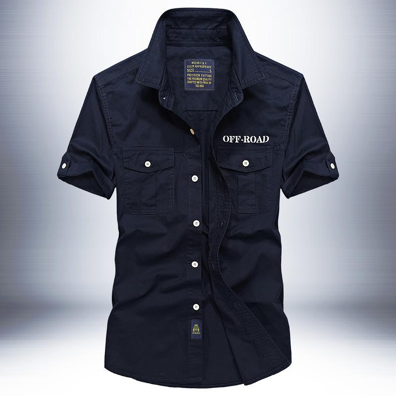 Summer Men's Short-sleeved Shirt Washed Loose Big Yards Outdoor Work Shirt Tide Comfortable and Durable Men's Tops Fashionable Trend