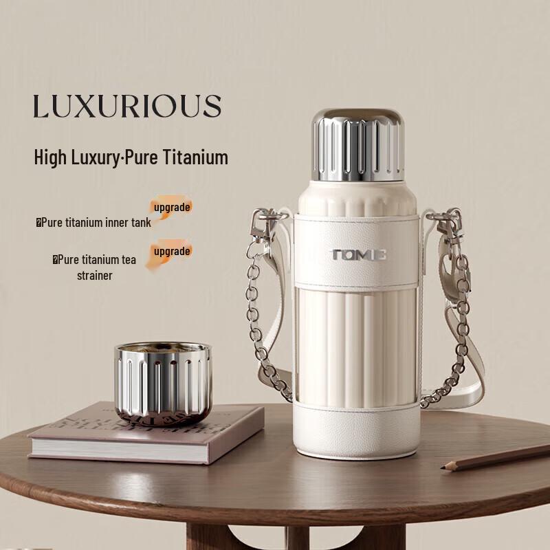 TOMIC Pure Titanium Insulated Tea Infuser Bottle with Sleeve
