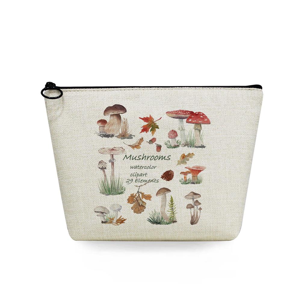 Women Mushroom Print Cosmetic Bag Toiletries Organize Travel Storage Case 6869