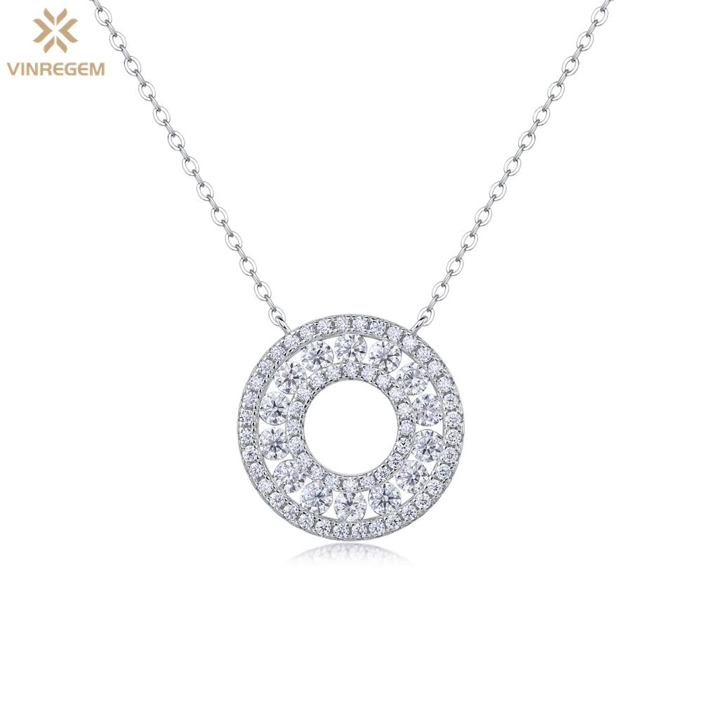 

Vinregem, стерлинговое серебро 925 пробы, сверкающее VVS1, 3EX D, цвет, настоящий муассанит, бриллианты, драгоценный камень, кулон, ожерелье, ювелирные изделия GRA chain length-45cm белый