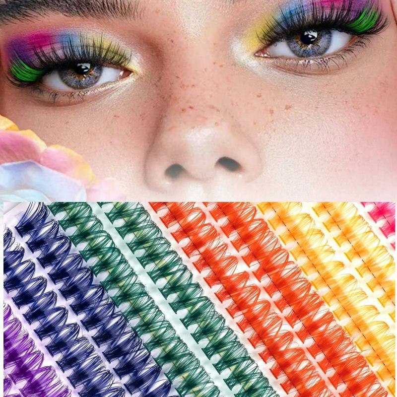 6-Kleuren Gemengde Enkele Wimperplukjes D Rol 14 mm Kleur DIY Wimperplukjes Regenboogkleur Herbruikbare Enkele Segmenten Nepwimpers