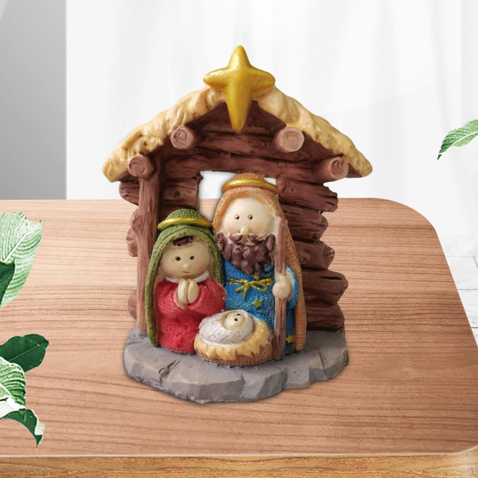 Divine Family Figurine Religious Sculpture for Home Office Decor dark