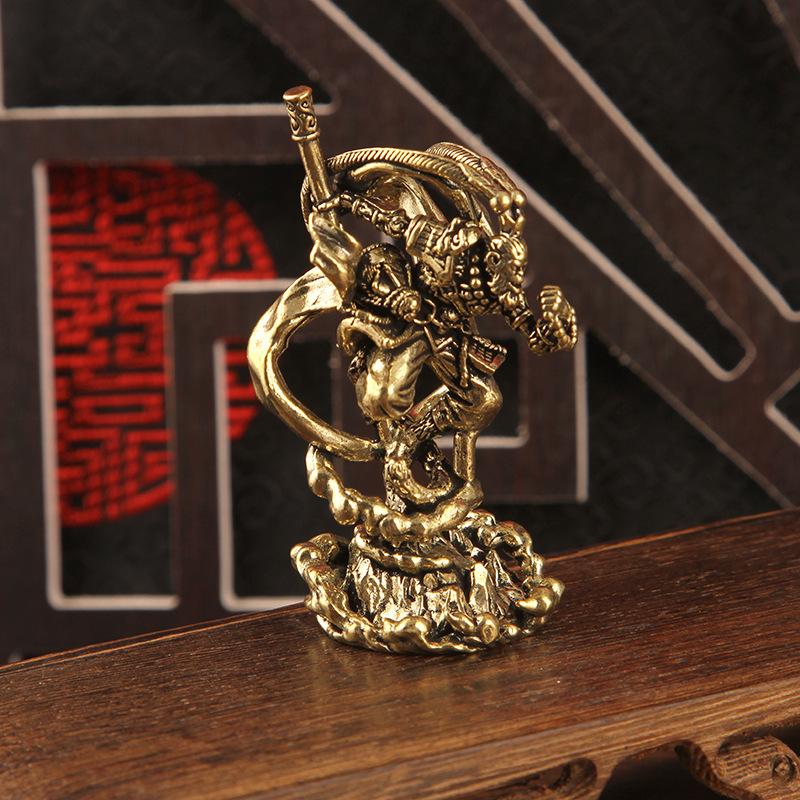 1 Pc New Black Mythical Wukong Mini Statue Ornament Metal Handicraft Desktop Decor