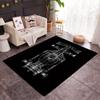 Skeleton Motorcycle Flame Retro Graffiti Print Large Area Rug Soft Flannel Non Slip Floor Carpet for Living Room Decor