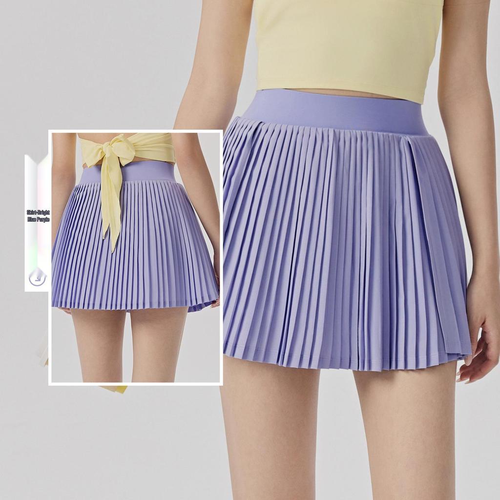 Women's Short Sleeve Yoga Suit & Pleated Tennis Skirt Set