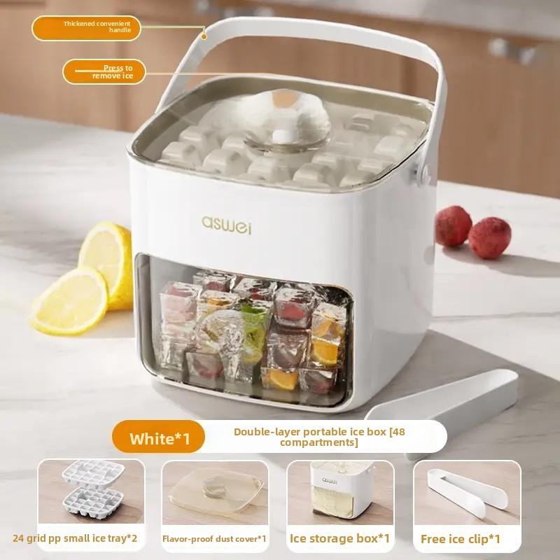 

Форма для льда пищевая, большая вместимость, двухслойная, 48 ячеек, силиконовые формы для легкого извлечения льда, идеально подходит для кухонного хранения Food grade pet material