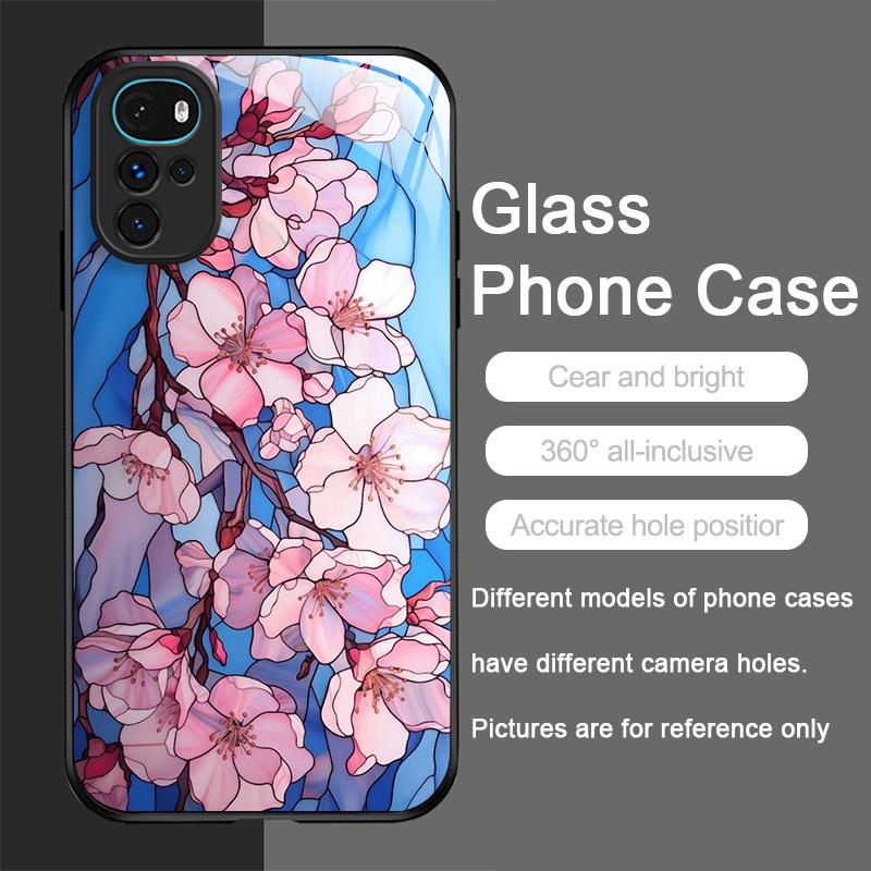 Orchid Flower Lotus Blooming Large Petals Tempered Glass Phone Case for Motorola Moto G85 G84 Edge 50 Fusion 40 Neo 30 Pro Cover