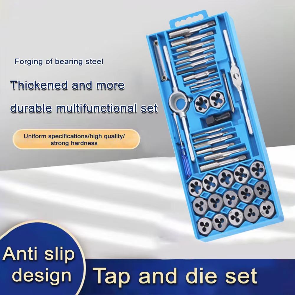 40 PC Tap Die Set Professional Hand Tools for Thread Repair Includes Tap Wrench
