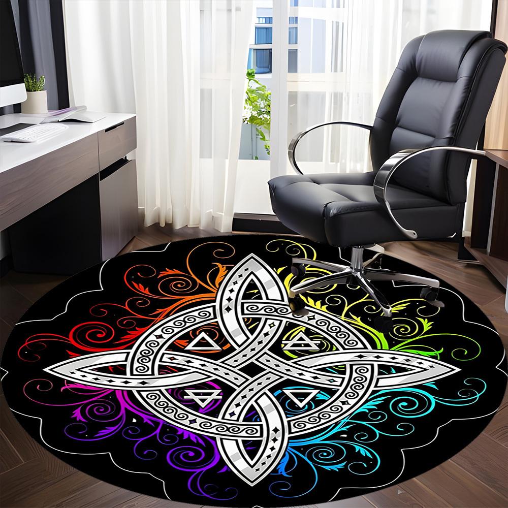 1pc Celtic Mandala Office Round Area Rug, Indoor Mat Suitable For Office, Under Office Chairs Bedroom Living Room Home Decor, Room Deco