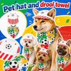 Pet Dog Cat Adjustable Cap with Soccer Ball Pattern and Matching Bandana Set for Small Medium Pets Soft Lightweight Fabric