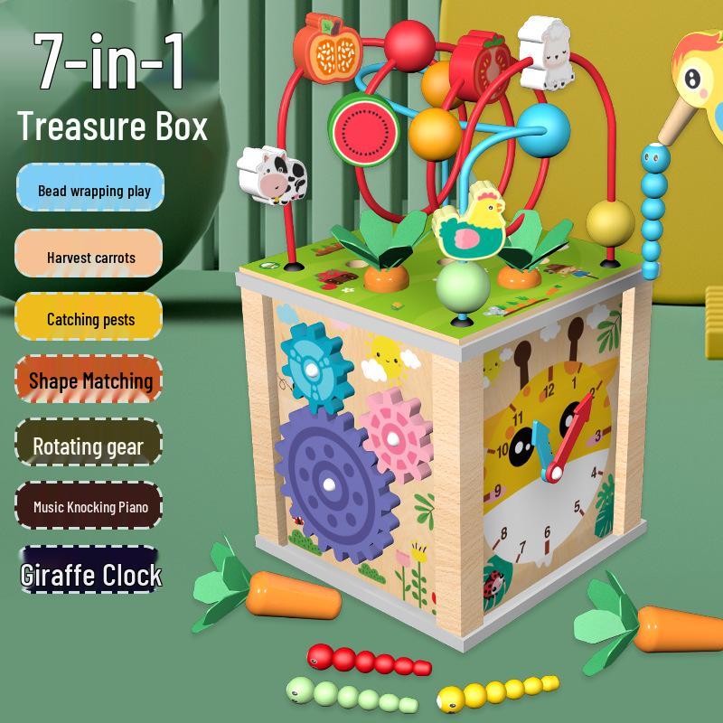 Children s Multifunctional Wooden Educational Toy: Bead Maze, Knock Piano & Bug Catching Game for Kindergarten