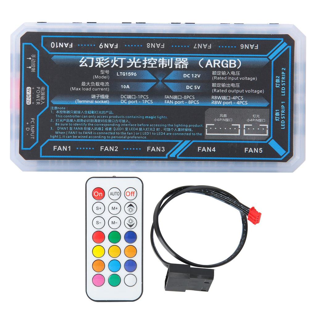 Fan Hub Computer Cooler System PH2.0 4‑Pin LED1‑LED2 FAN1‑FAN10 5V Cooling Supplies