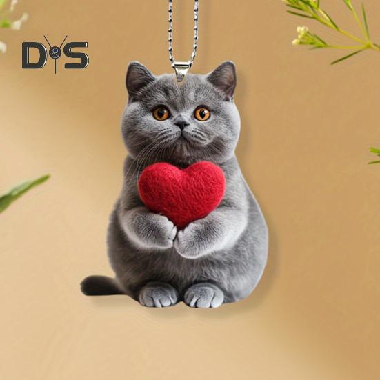 Acrylic Cat Pendant Hanging Decoration with Lanyard Easy To Hang Rearview Mirror Ornament 2D Decorative Car Accessory
