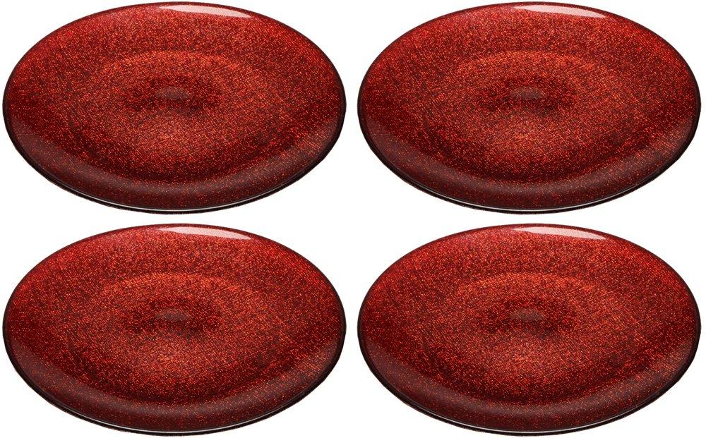 

Vetro Felice Medium Plate, Western Tableware, Red, 21cm, Set of 4, Happy Glass Glitter, 323921B G003