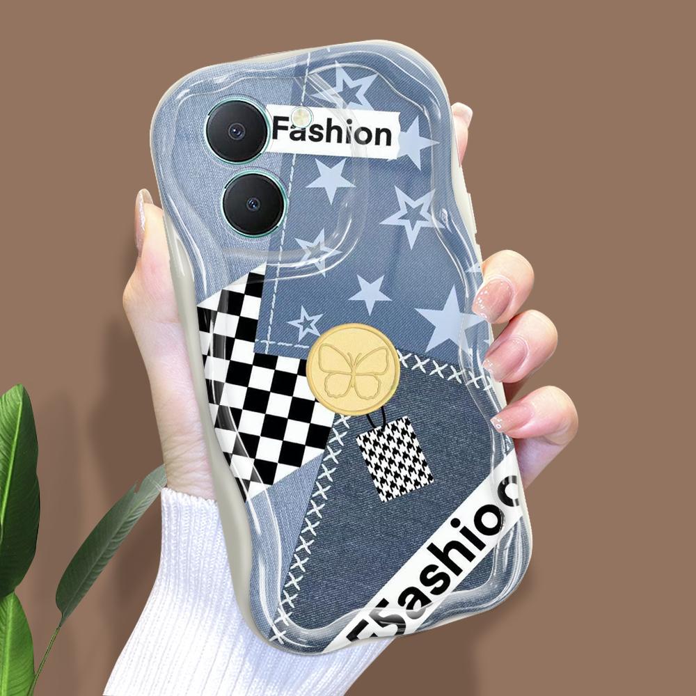 Cute Cartoon Pattern Cream Texture Casing Wavy Edge Soft Silicone Cover Phone Case for Vivo