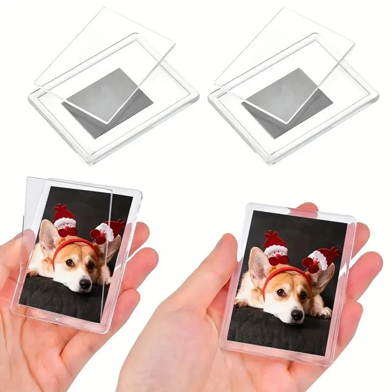 50Pcs Acrylic Photo Frame Set Mini Magnetic Refrigerator Picture Frames Insert Fridge Magnets Decoration Blank Craft Photo Frame