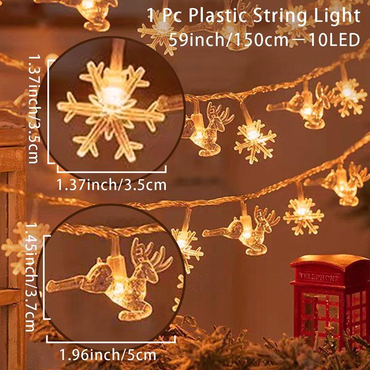 Christmas Tree Snowflake LED String Lights Banner Christmas Decoration 2025 for Home Navidad Xmas Tree Decor Fairy Light Pendant