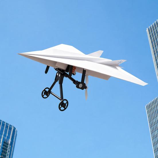 Kit DIY Avião de Papel RC, Módulo Elétrico de Avião com Controle Remoto com Estabilizador Giroscópico, Hélices Duplas, Conjunto de Componentes Lançadores de Aeronaves de Papel para