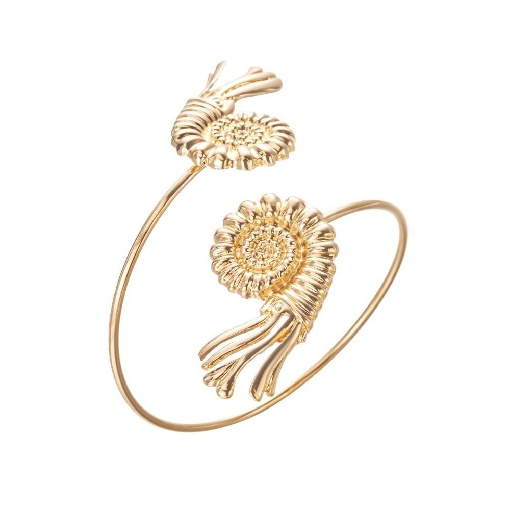 Punk Conch Shell Starfish Bracelet Gold Color Adjustable Open Arm Bangle Exotic Style Bohemian Armband Arm Accessories