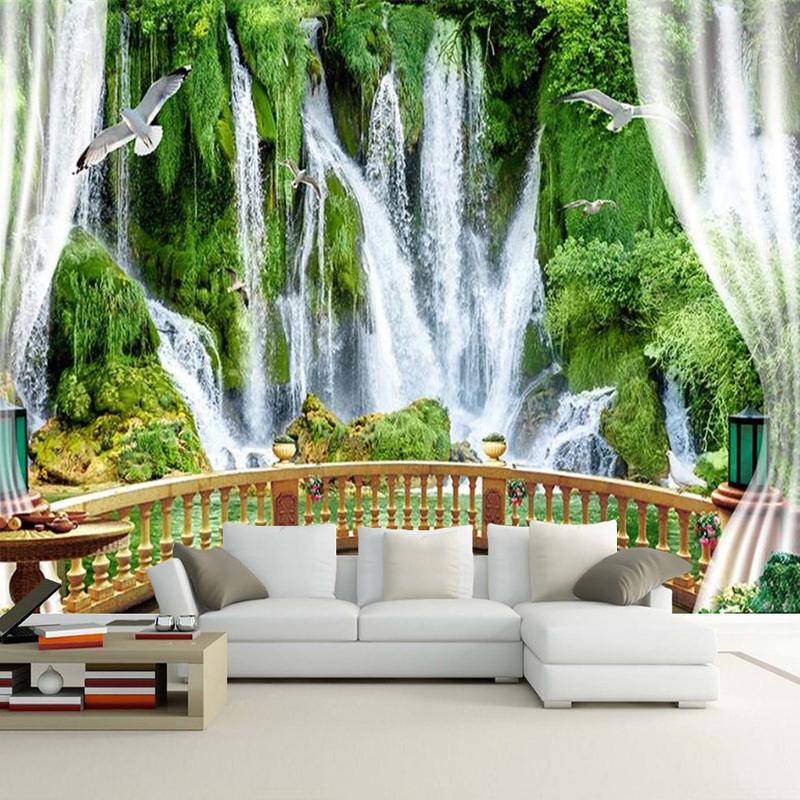 

Waterfall Balcony 3D Poster Wallpaper Green Nature Landscape Mural Study Bedroom Living Room Large Wall Mural 200 cm(W) x 140 cm(H)