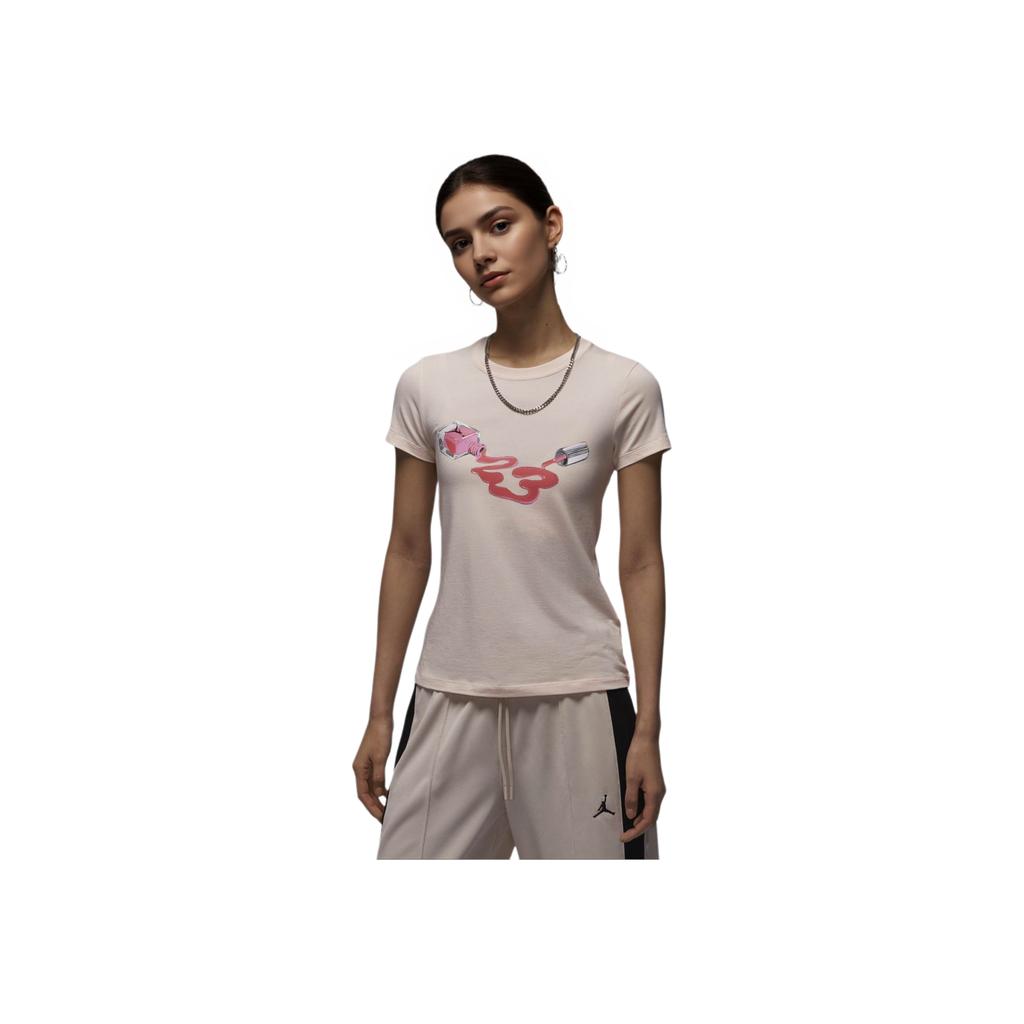Jordan Comfortable Stylish Round Neck Slim Fit Short Sleeve T-Shirt Women Tops Ice-Pomegranate HJ0143-838