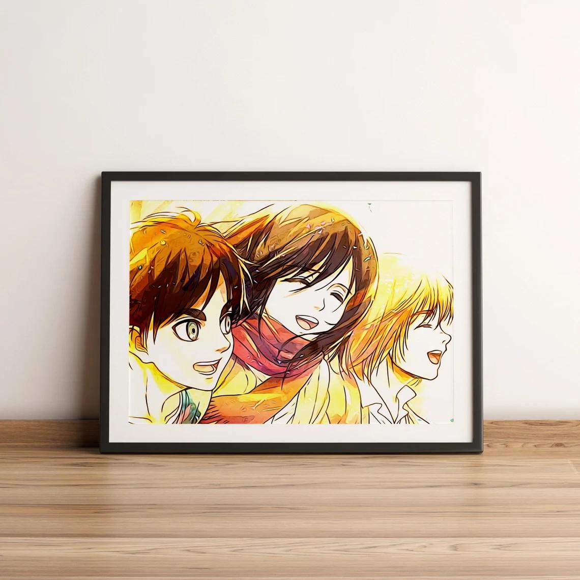 

Атака Титанов холст плакат декоративные принты настенная живопись японское классическое аниме спальня гостиная диван настенное искусство украшение дома 21x30cm No Frame