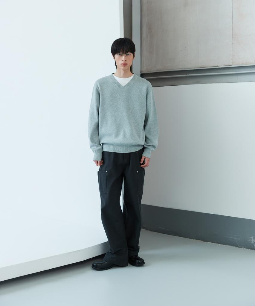 LEIRE Pure Cotton V-Neck Knit [Gray]