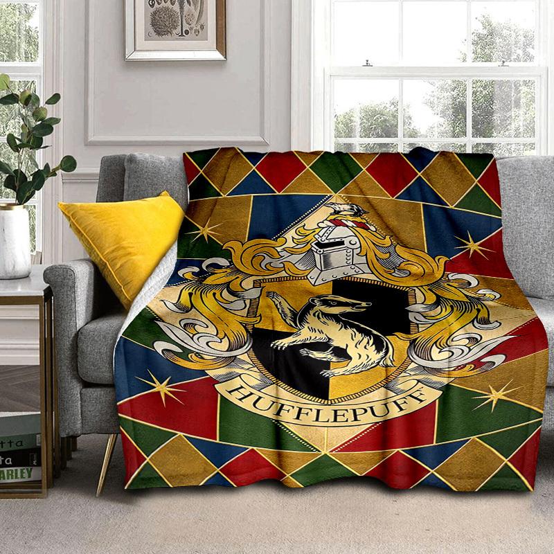 1pc Hufflepuff Crest Cartoon Blanket,Portable Throw for Travel & Camping, All Season Cozy Blanket,Ideal Gift