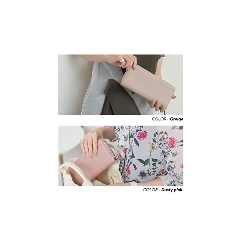 [HIGH FIVE] Women's Large Capacity Accordion Wallet, Genuine Leather, Garcon Style, Automatically Separates Receipts and Coins, Multifunctional