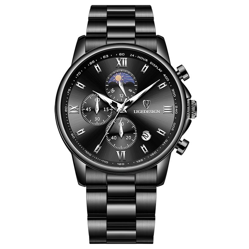 New Business Men Watch Fashion Sports Chronograph Military Watches For Men Stainless Steel Waterproof Quartz Wristwatch