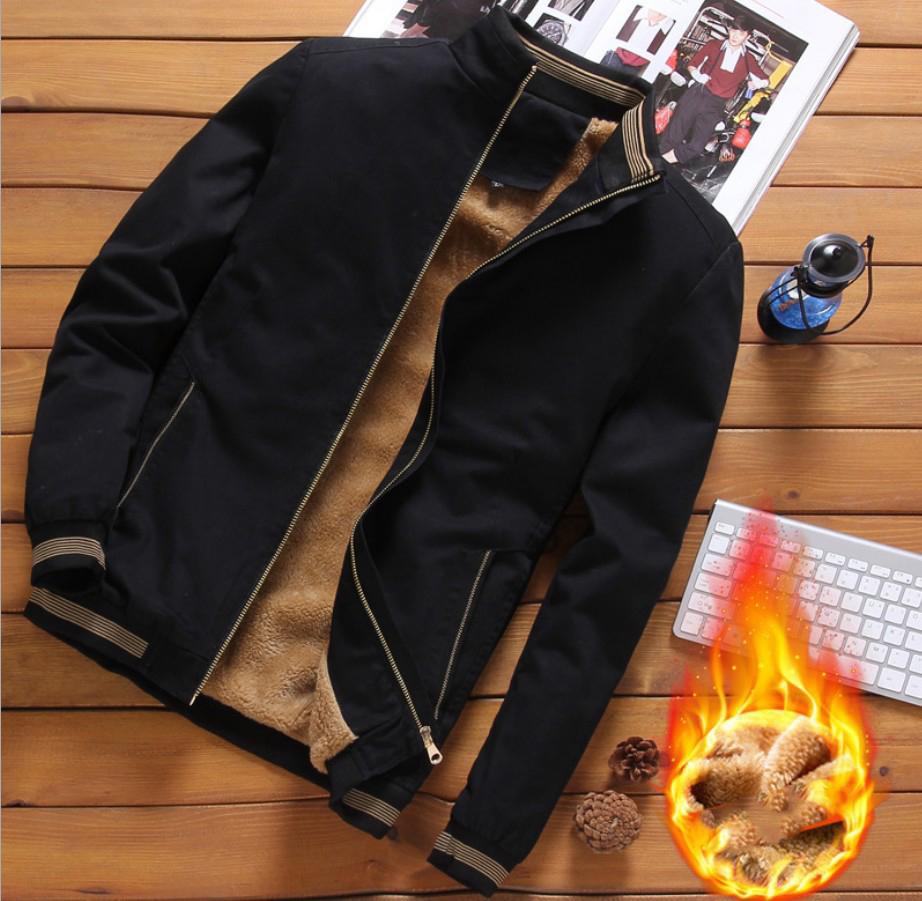 Autumn and Winter Men s Casual Trend Fashion Warm Thickened Cold-proof Plus Size Zipper Padded Baseball Jacket M
