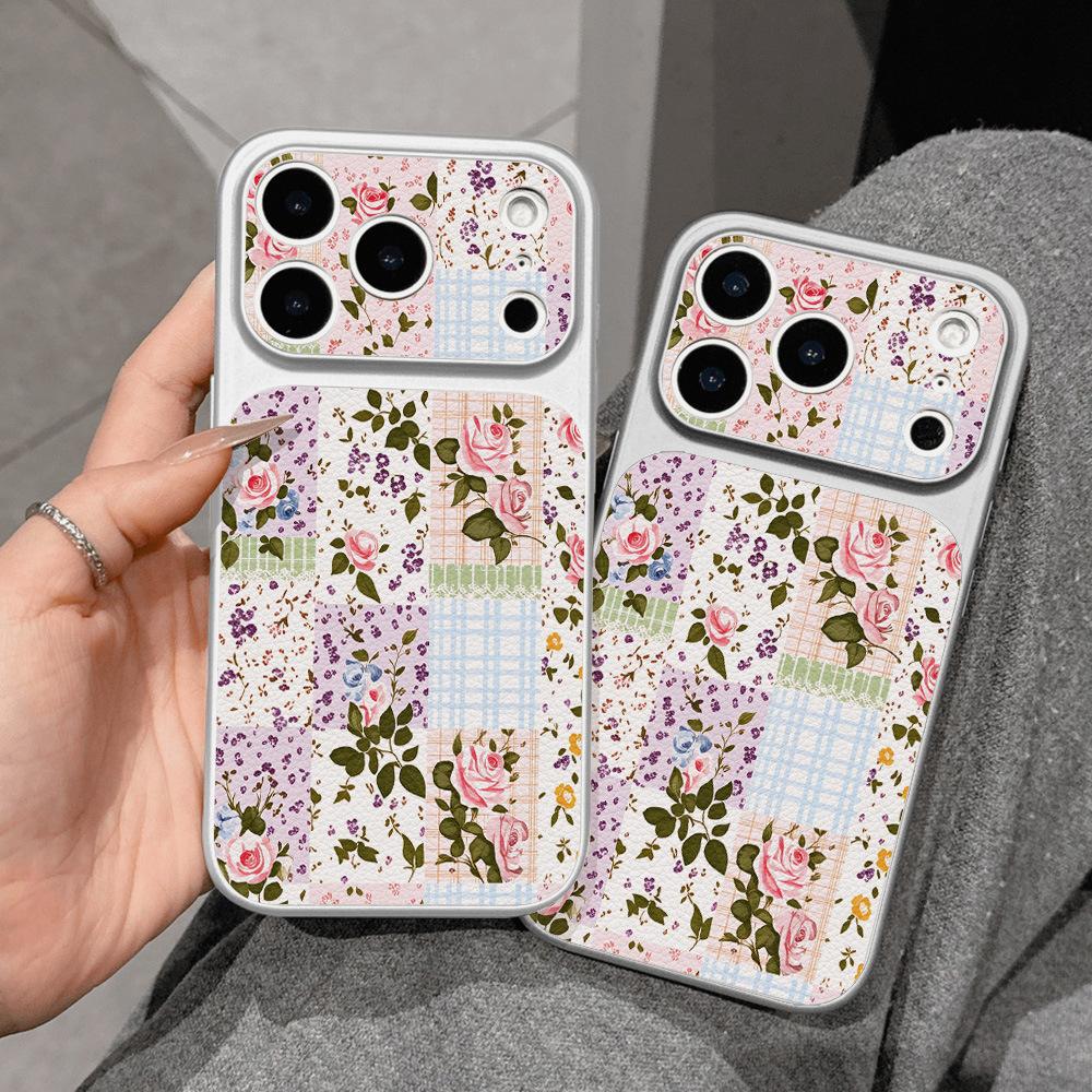 A variety of small flowers are suitable for Apple 17 mobile phone case iPhone15promax all-inclusive 16Pro leather pattern 14 simple