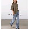 MD Summer New Arrival Women's Clothing Casual Loose Linen Blended Loose round Neck Short Sleeve Knitwear 5610648