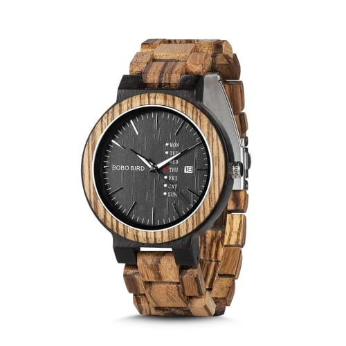 

BOBO BIRD Men s Wood Watch, Analog Quartz Movement, Week Display, Lightweight, Handmade Wooden Watch for Men