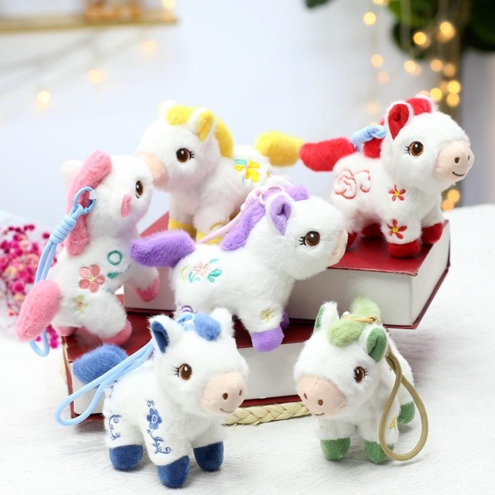 PP Cotton Cartoon Animal Stuffed Doll Mascot Chinese Horse Plush Keyring Birthday Gift