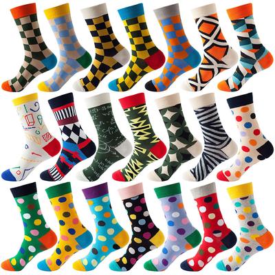 1 Pair Of Novelty Fashion Happy Men's Casual Socks Funny Rhombic Dot Hip Hop Women's Middle Tube Socks