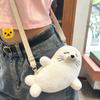 Soft Fluffy Cute Seal Shoulder Bag Lightweight Cartoon Phone Bag Adjustable Straps Fabric Crossbody Bag Women's Accessories