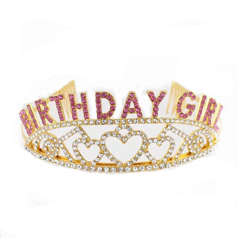 Drahokamenná narozeninová královna dívka Královna princezna, Love Birthday Crown popruh přes rameno