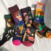 Meias Criativas Masculinas Pintura a Óleo Estilo Vintage College, Meias Femininas de Cano Médio para Outono