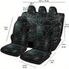 Set Of Car Seat Covers Featuring A Spider Web Design, Suitable For Various Vehicles. Stylish And Comfortable, These Full Set Cov