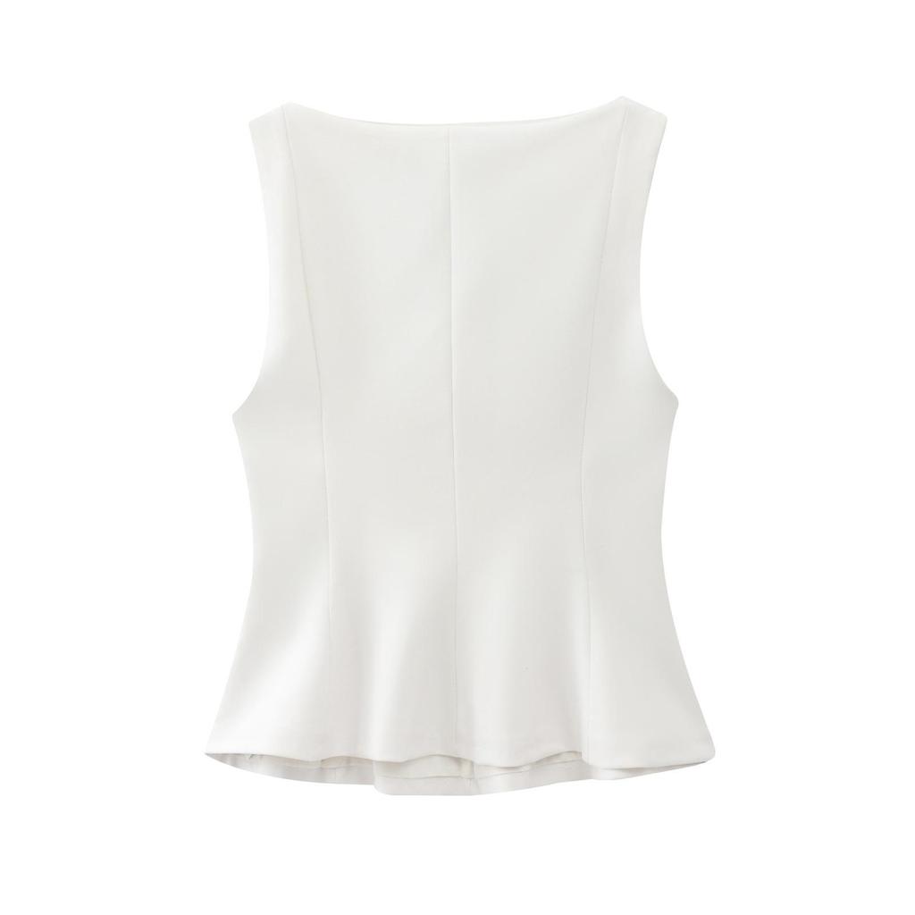 2025 Women's Spring Slimming Elastic Vest with Short Skirt Hem Style