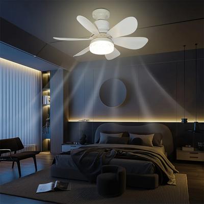 Modern Ceiling Fan with Built-In Light and Remote Control - 3 Speeds Winds Timer Settings Indoor Bedroom Living Room