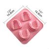 4-Loch Zahnersatz Zähne Form Silikon Eiswürfelform DIY Eiscremeform Lustiges Gag-Geschenk für Zahnarzt Senioren